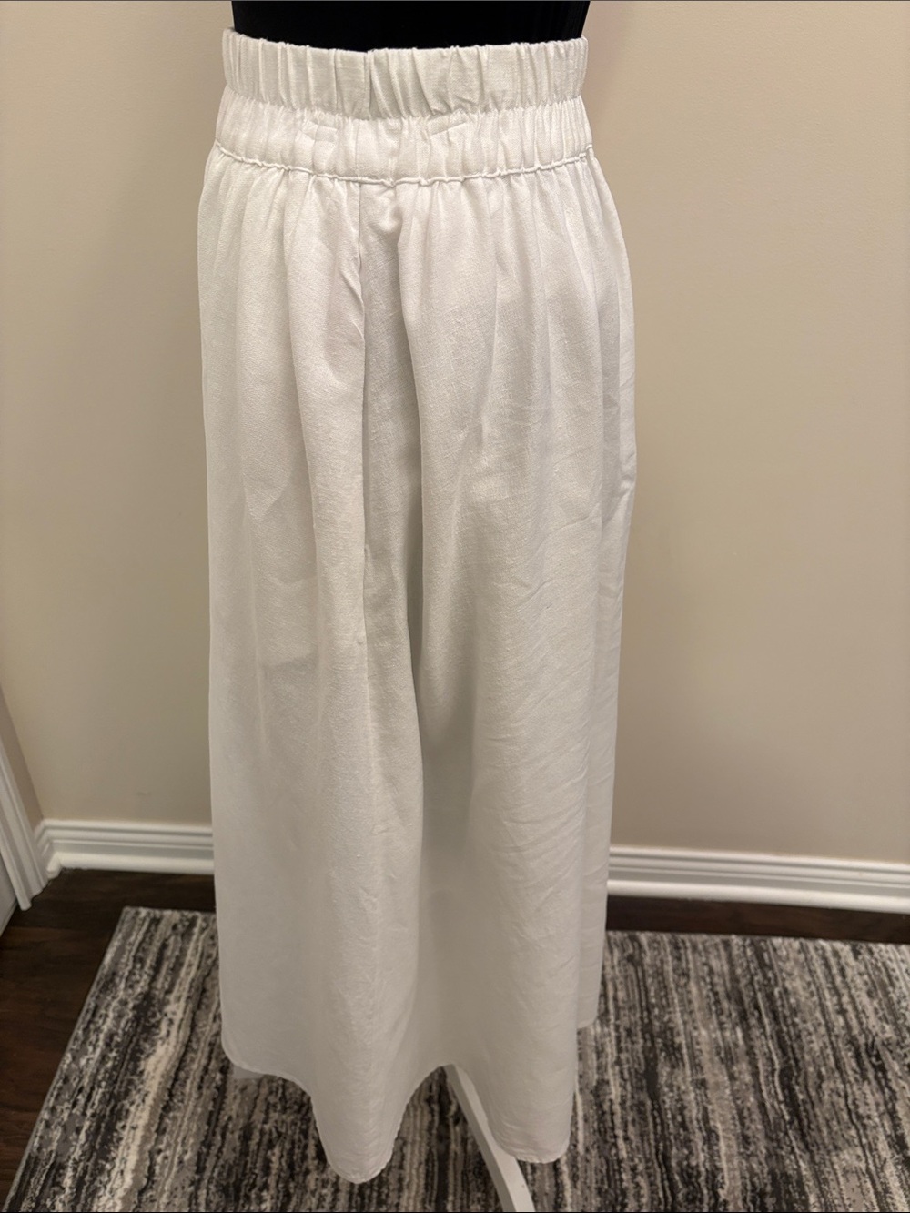 a new day White Linen Elastic-Waist Maxi Skirt Size XS Lined - Picture 3 of 10